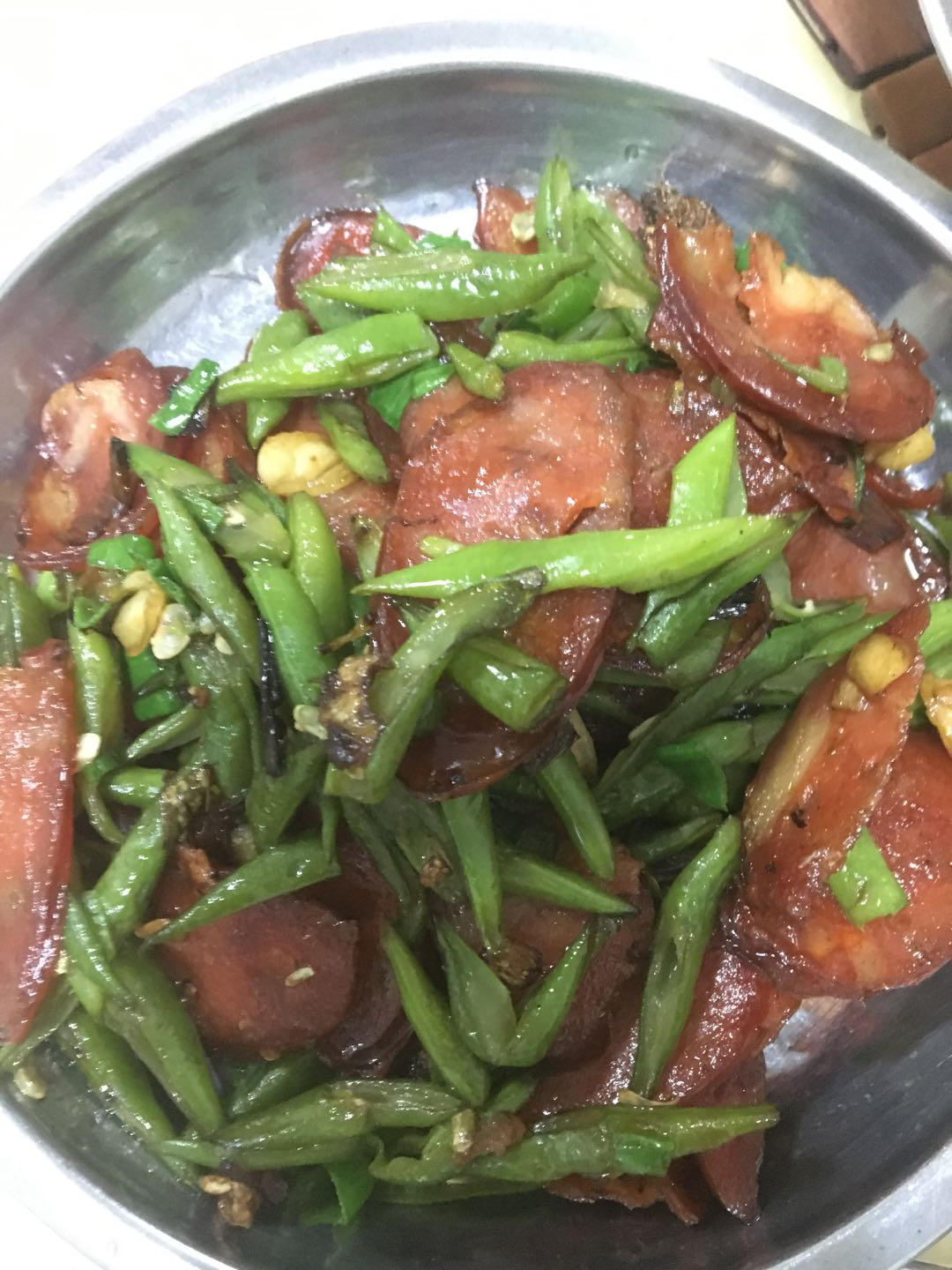 家常菜—四季豆炒腊肠