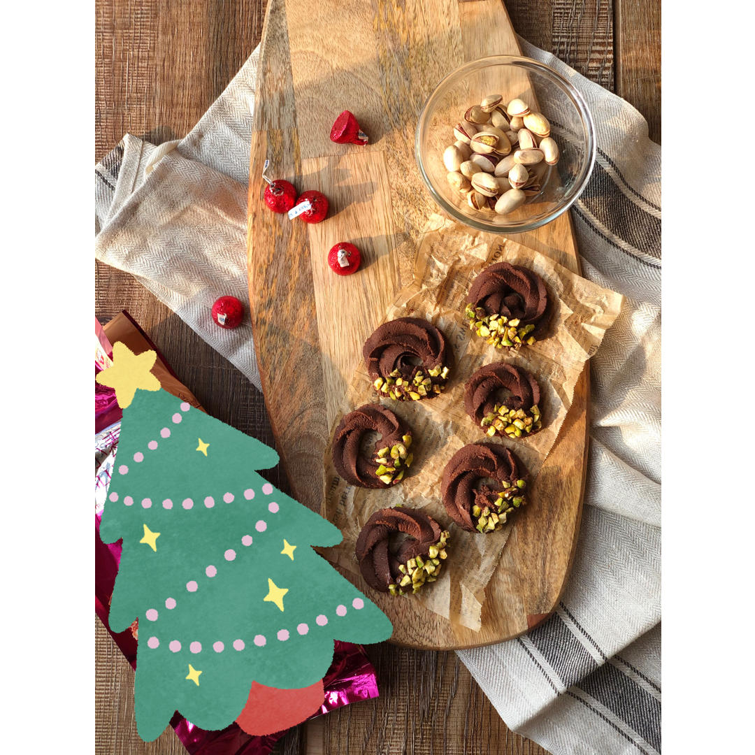 圣诞🎄可可花环曲奇|完美下午茶的首选甜点