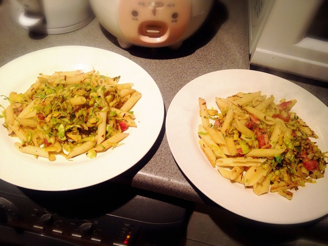 孢子甘蓝芝士培根炒意面