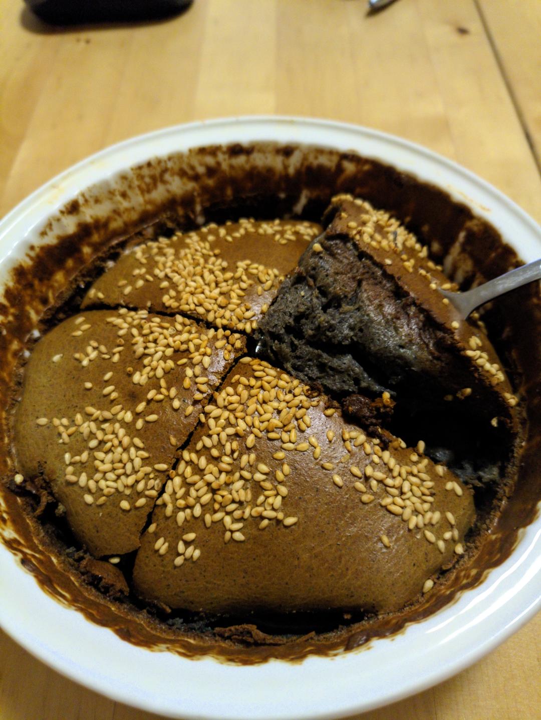 简易早餐💁南方黑芝麻糊摇身变成黑芝麻蛋糕