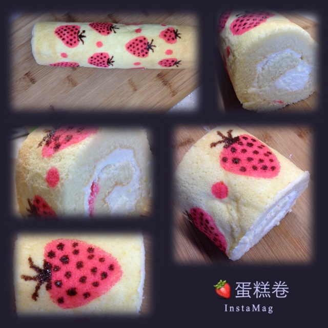 彩绘草莓蛋糕卷