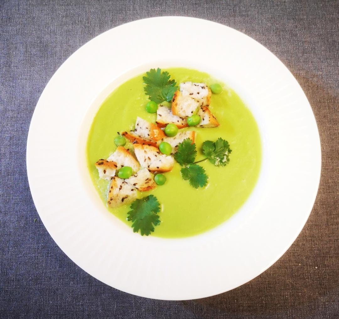 🌿法式豌豆浓汤&蒜香黄油法棍🥇普通食材做出米其林大餐