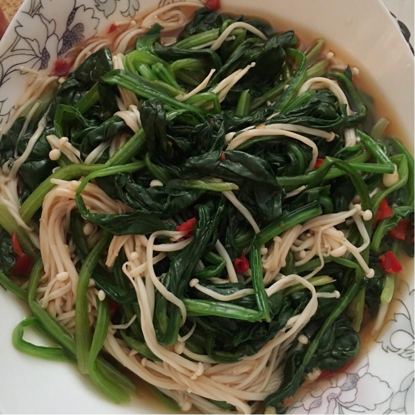凉拌菠菜金针菇
