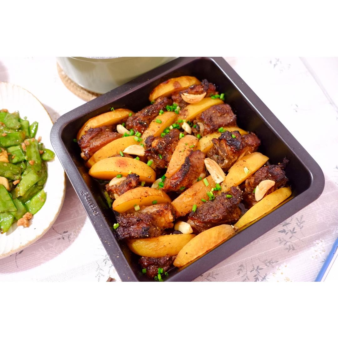 玫瑰水蜜桃烤排骨#烤箱菜#