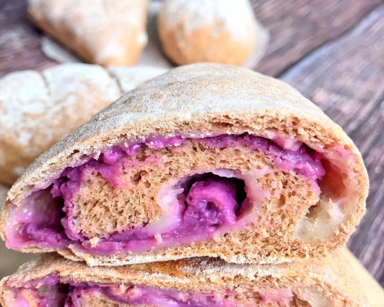 无油低糖！超软芋泥麻薯黑全麦软欧包