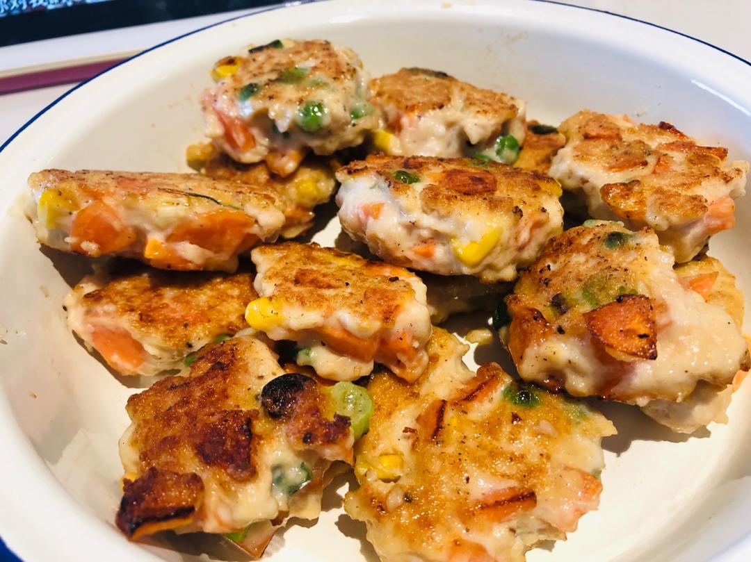 鸡胸肉虾仁鲜蔬饼