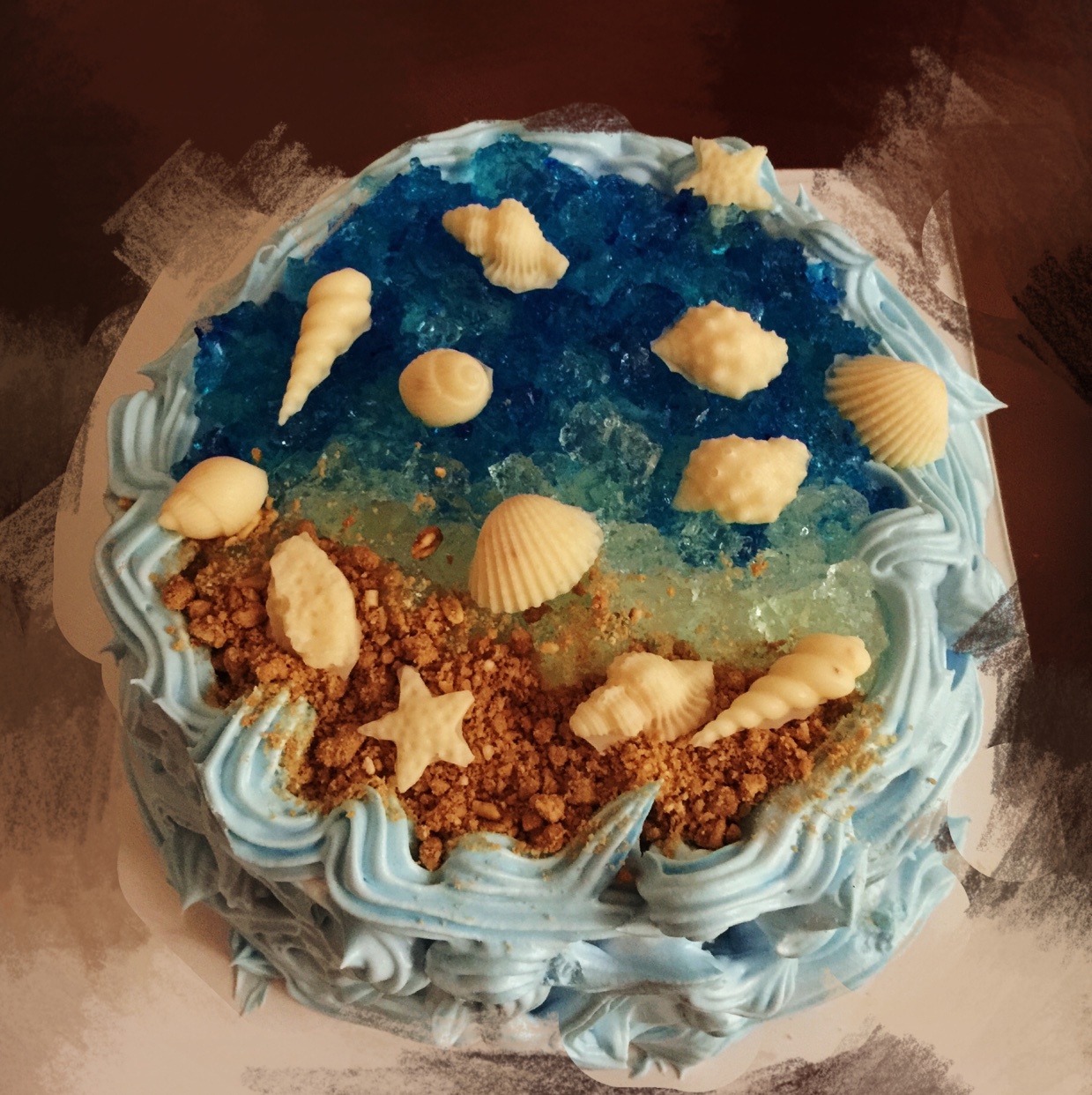 小丑鱼tt做的马尔代夫的海洋蛋糕