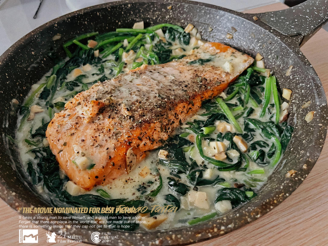 Brunch&一人食｜低卡版奶油菠菜三文鱼｜Creamy Salmon✨