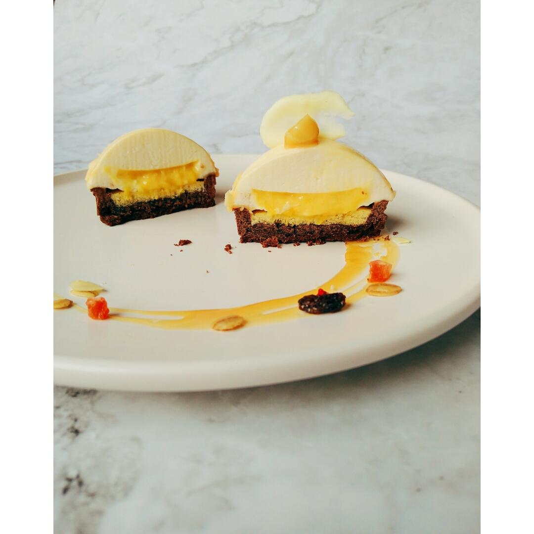 【视频】焦糖淋面 蜜桔慕斯塔