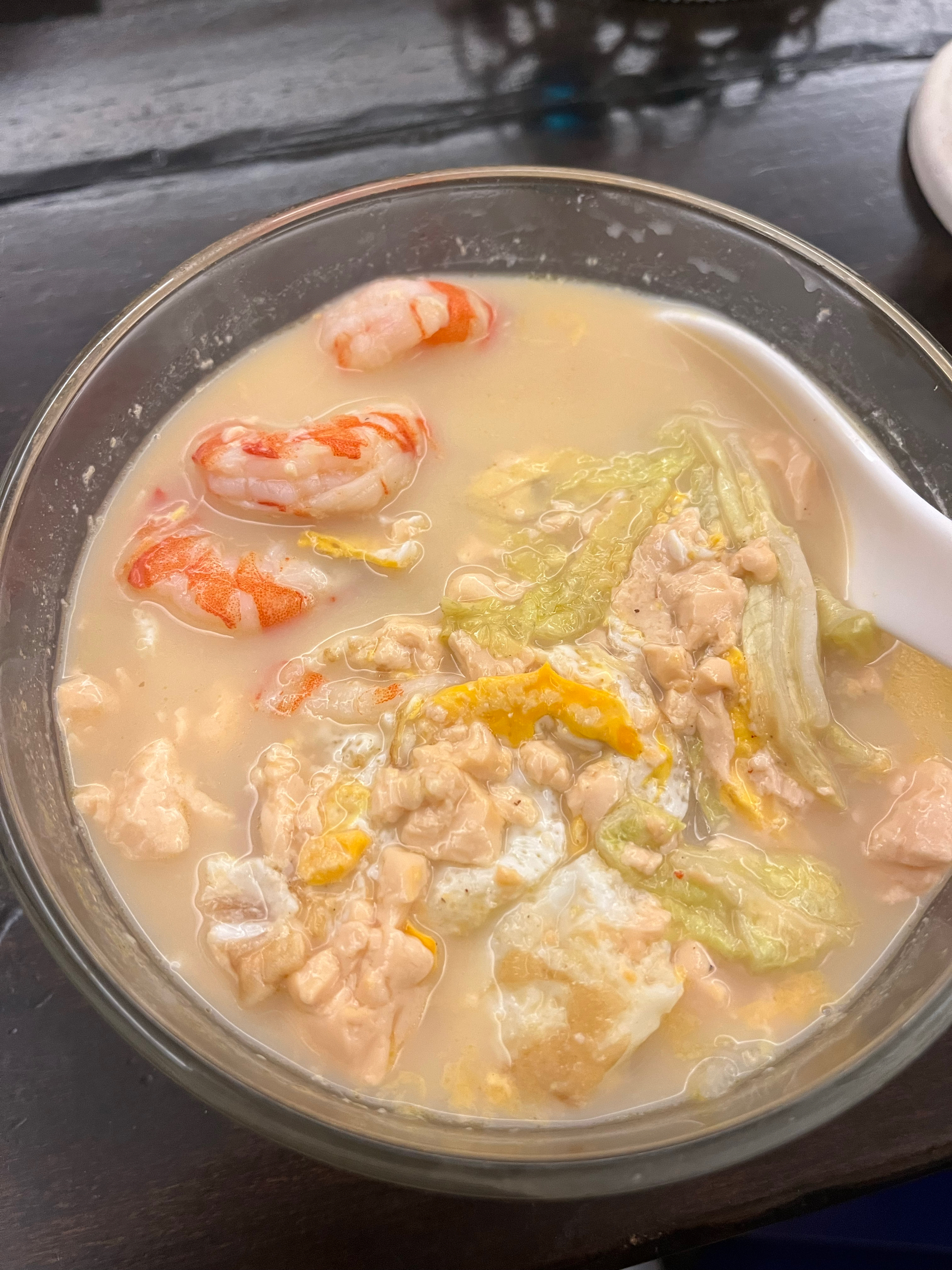 虾仁白菜豆腐鸡蛋汤（减脂餐DAY1）的做法