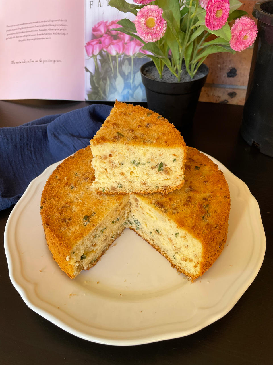 香葱肉松爆浆芝士戚风蛋糕