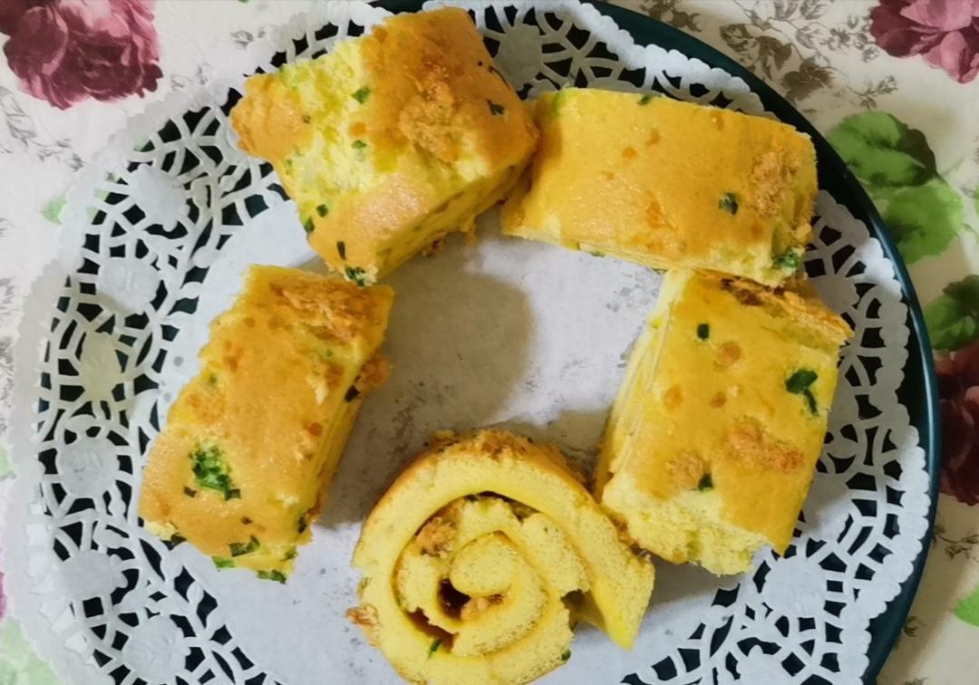 ⭕️香葱肉松蛋糕卷｜咸香美味｜细腻松软