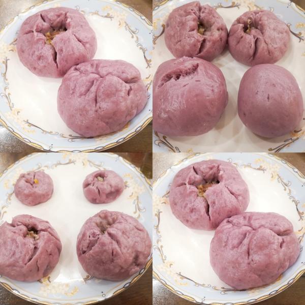 紫薯芽菜肉包