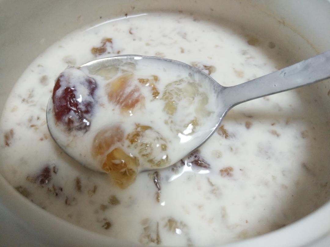 牛奶炖桃胶