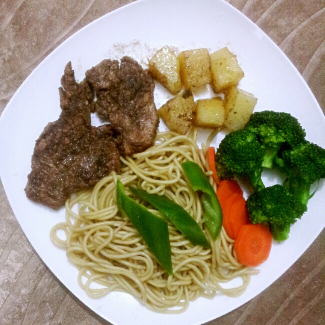 黑椒牛排（配土豆/鸡蛋，意面/蔬菜）