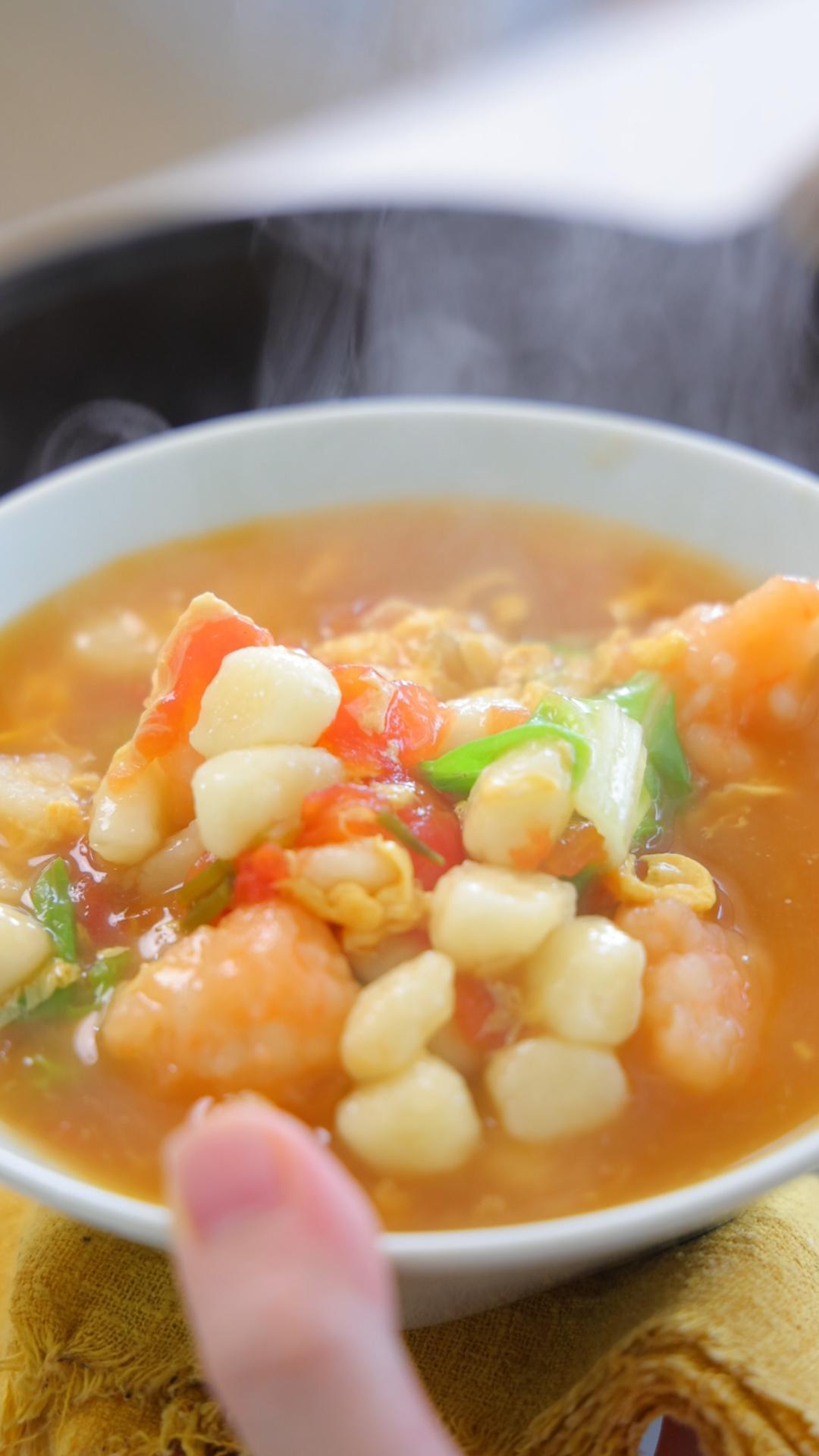 山药虾滑疙瘩汤的做法