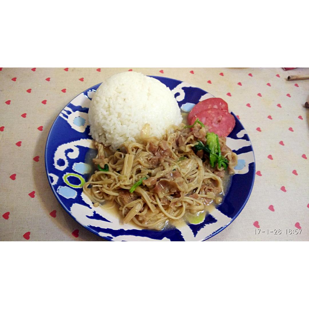金针菇肥牛饭