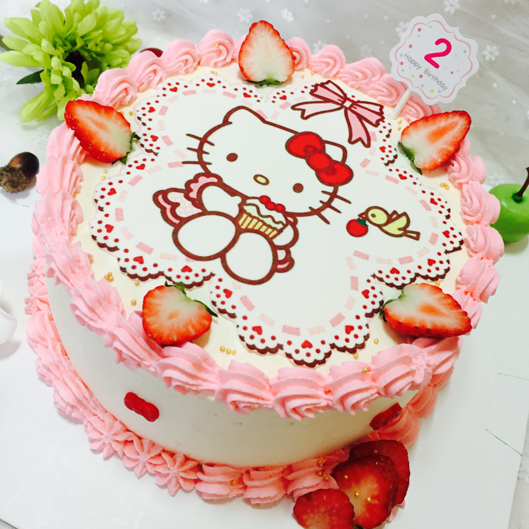 宝宝1231做的hello kitty 蛋糕