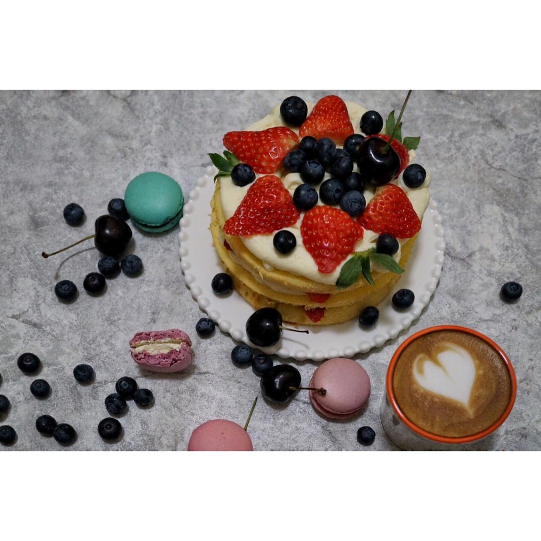 【零失败】不会裱花没关系的水果裸蛋糕 芒果裸蛋糕 完美戚风胚