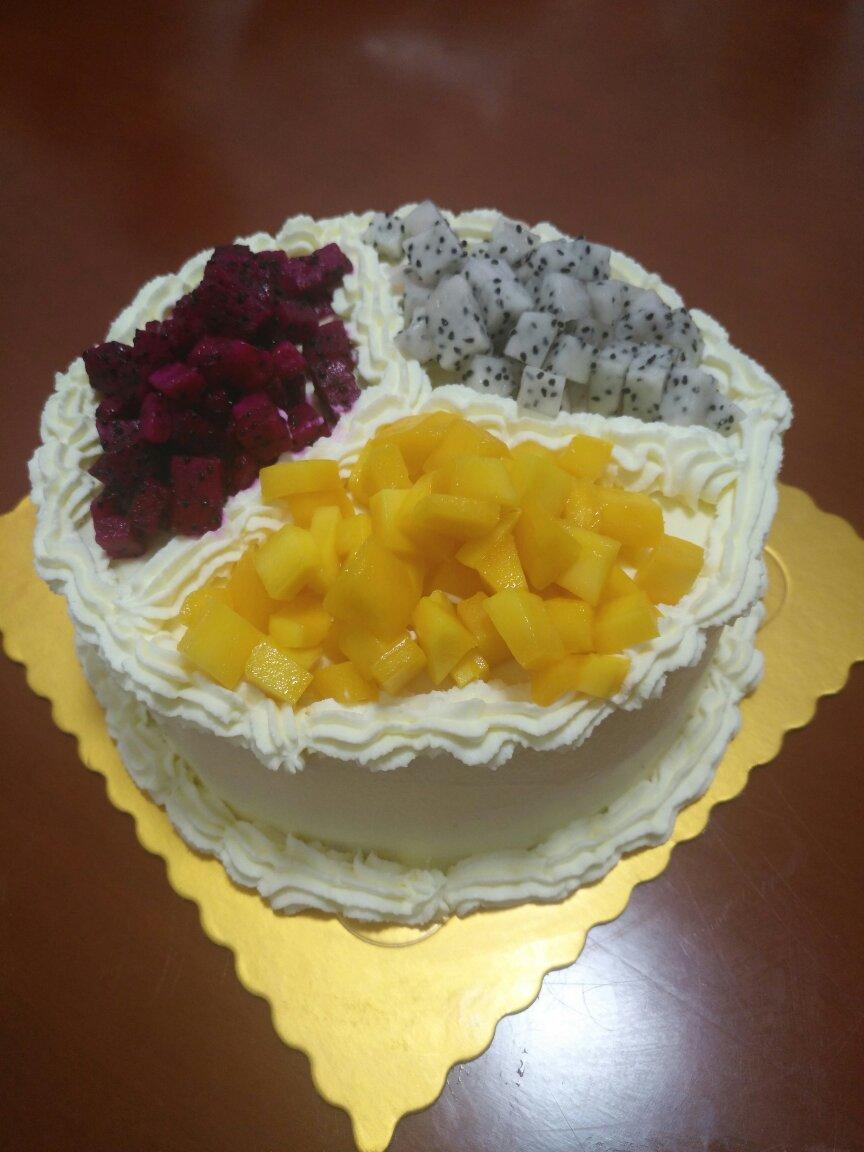 知足=幸福_fwr4做的8寸水果蛋糕
