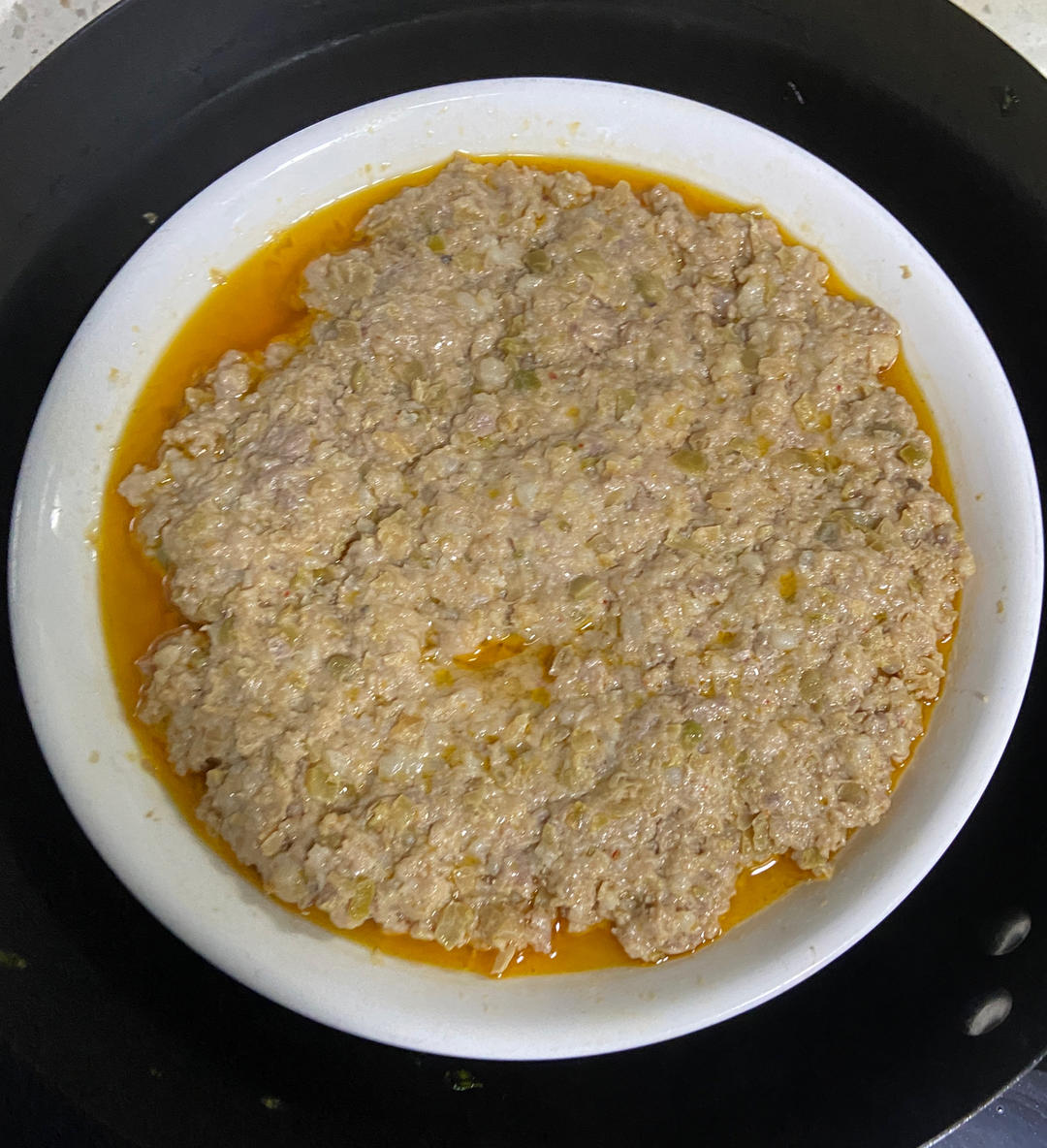 广式榨菜蒸肉饼