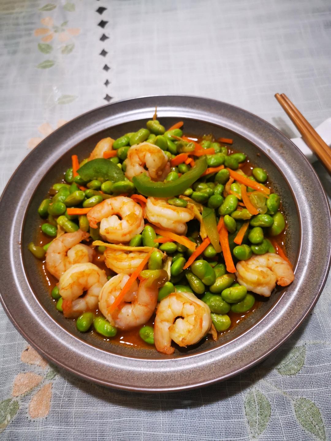 家常菜｜毛豆辣炒虾仁