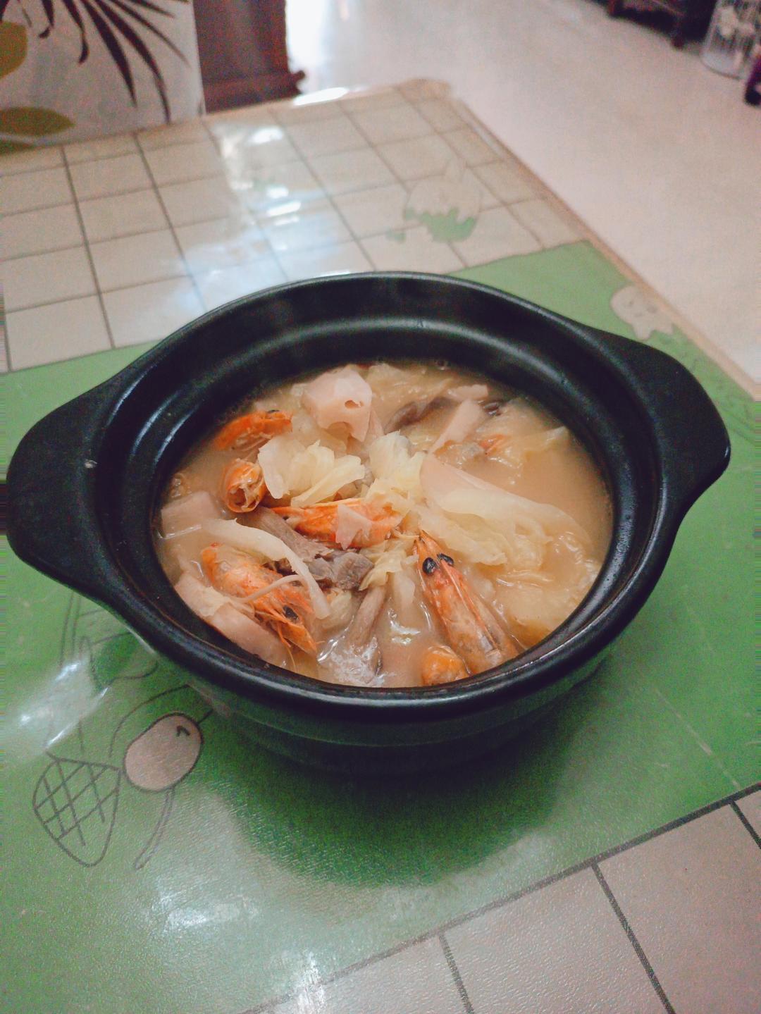 冬日最佳 虾头白菜煲