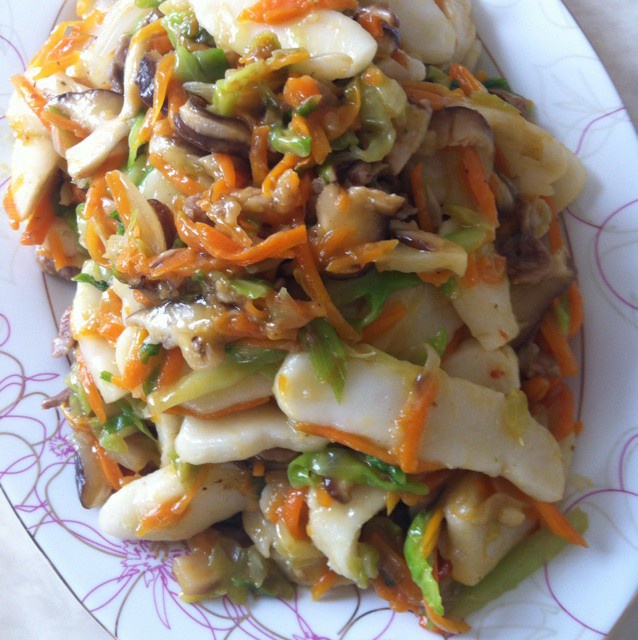 青菜肉丝炒年糕
