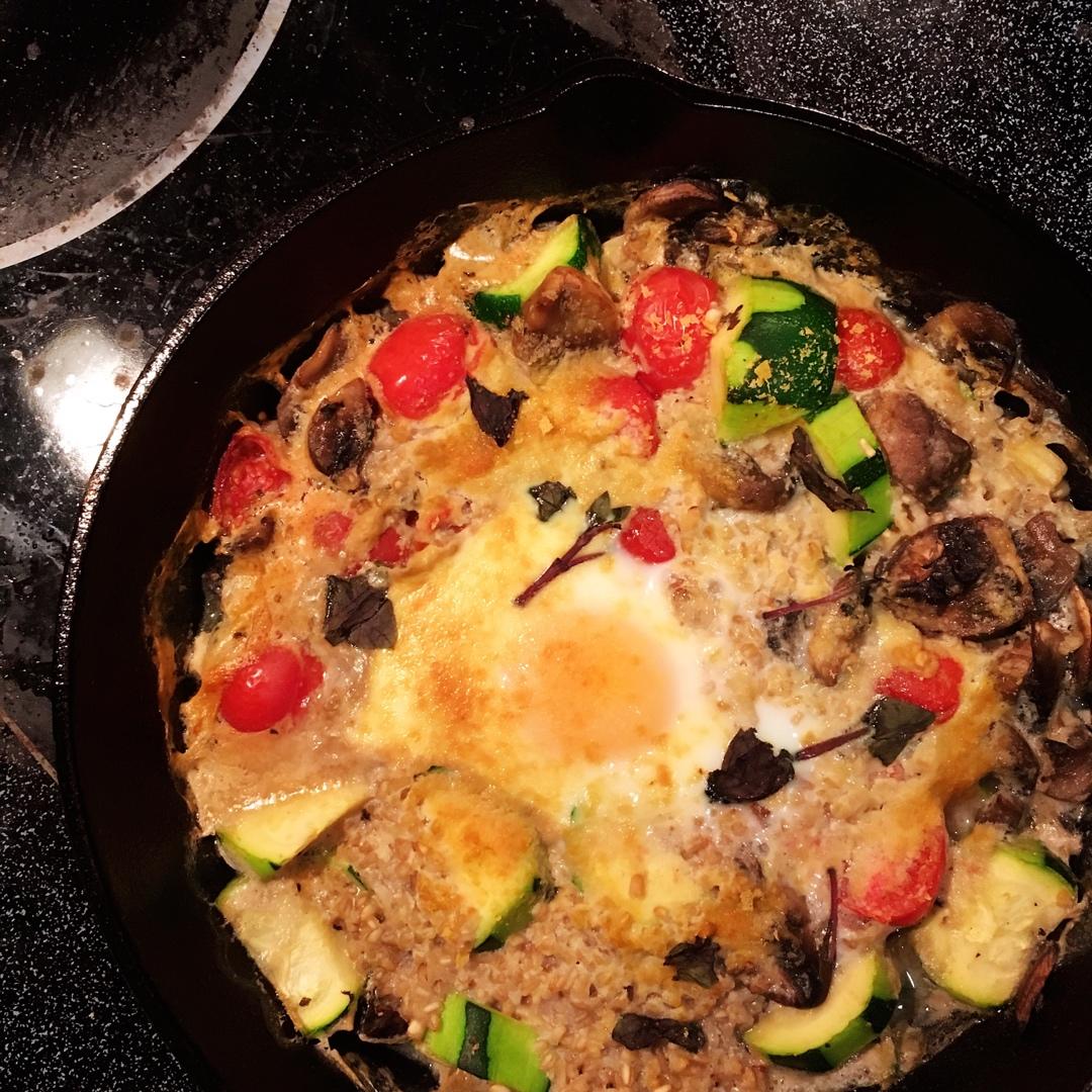 卧蛋咸蔬烤燕麦【健康一锅端】