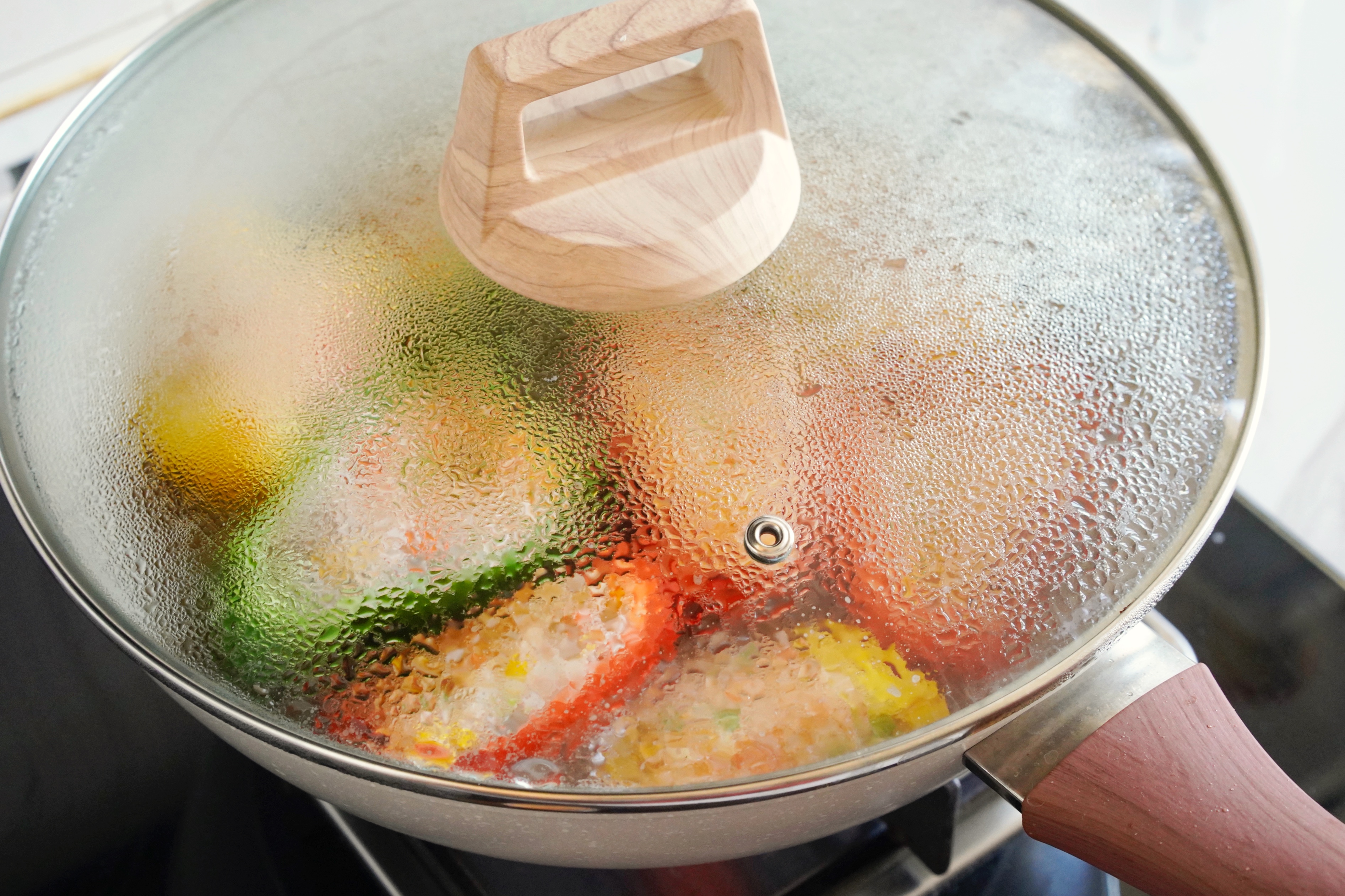 奶酪虾滑煎酿三色椒的做法 步骤8