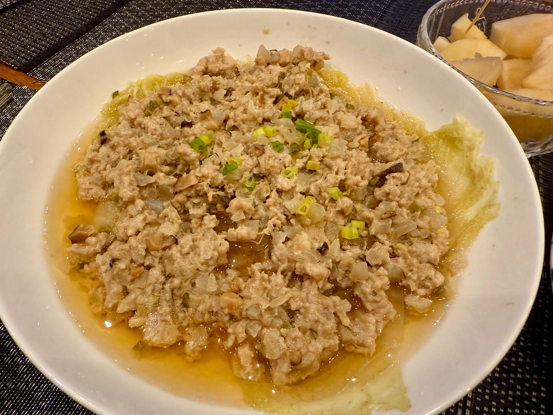 蒸香菇马蹄肉饼 丨小朋友的最爱系列