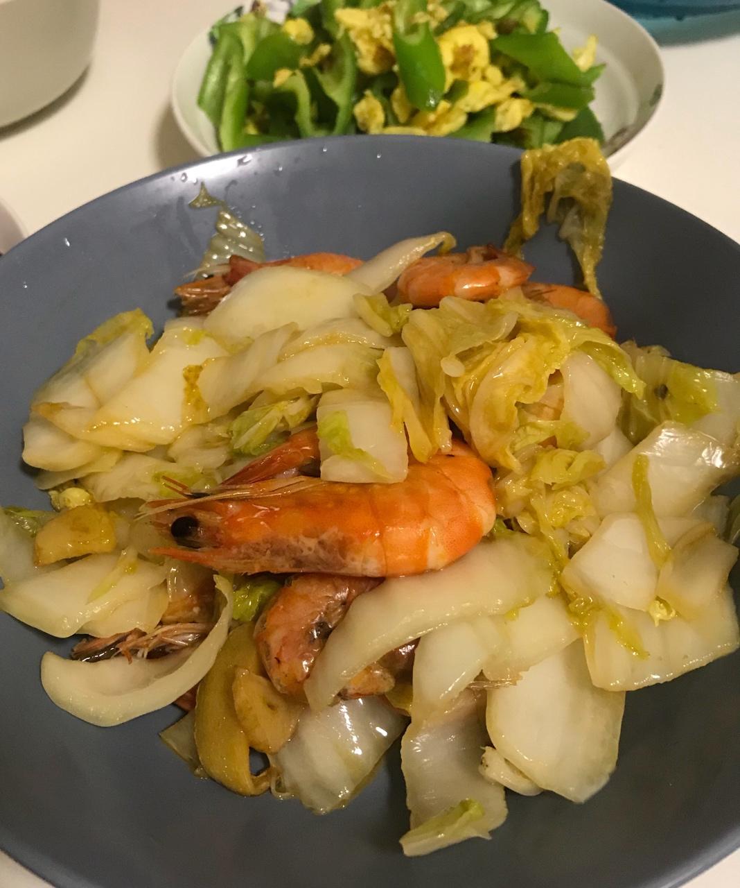 大虾炒白菜