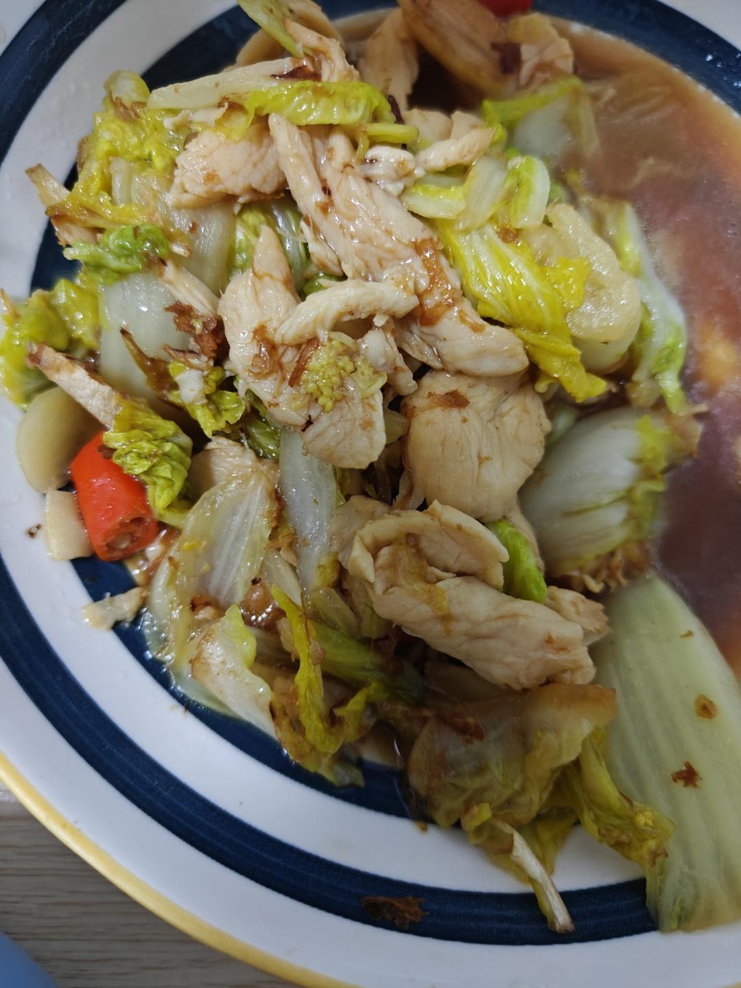 鸡胸肉炒娃娃菜