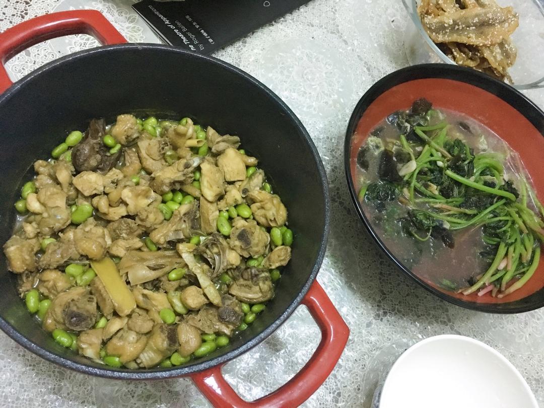 毛豆烧鸡块
