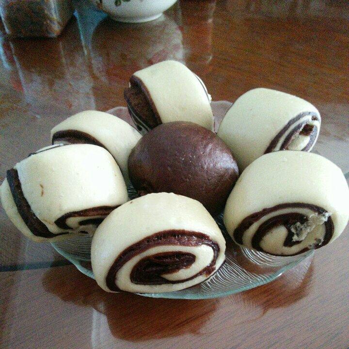 放飞梦想9n6q做的双色馒头可可粉