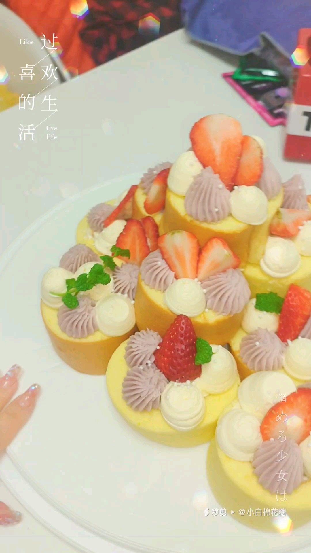 堆起来的蛋糕塔⁉️叠叠乐青提乳酪蛋糕🎂超乖