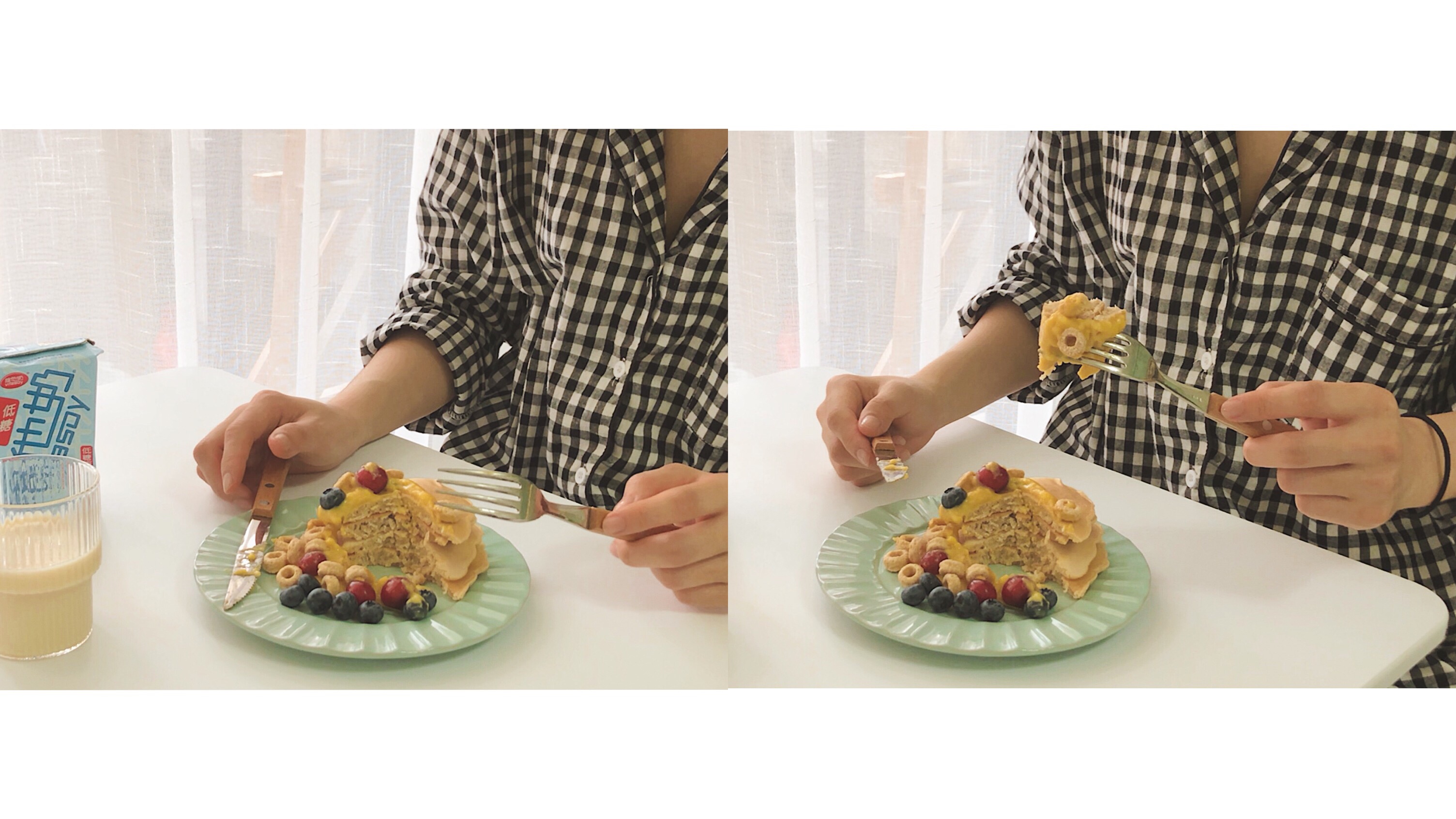 燕麦松饼&低卡卡士达酱🥞的做法 步骤4