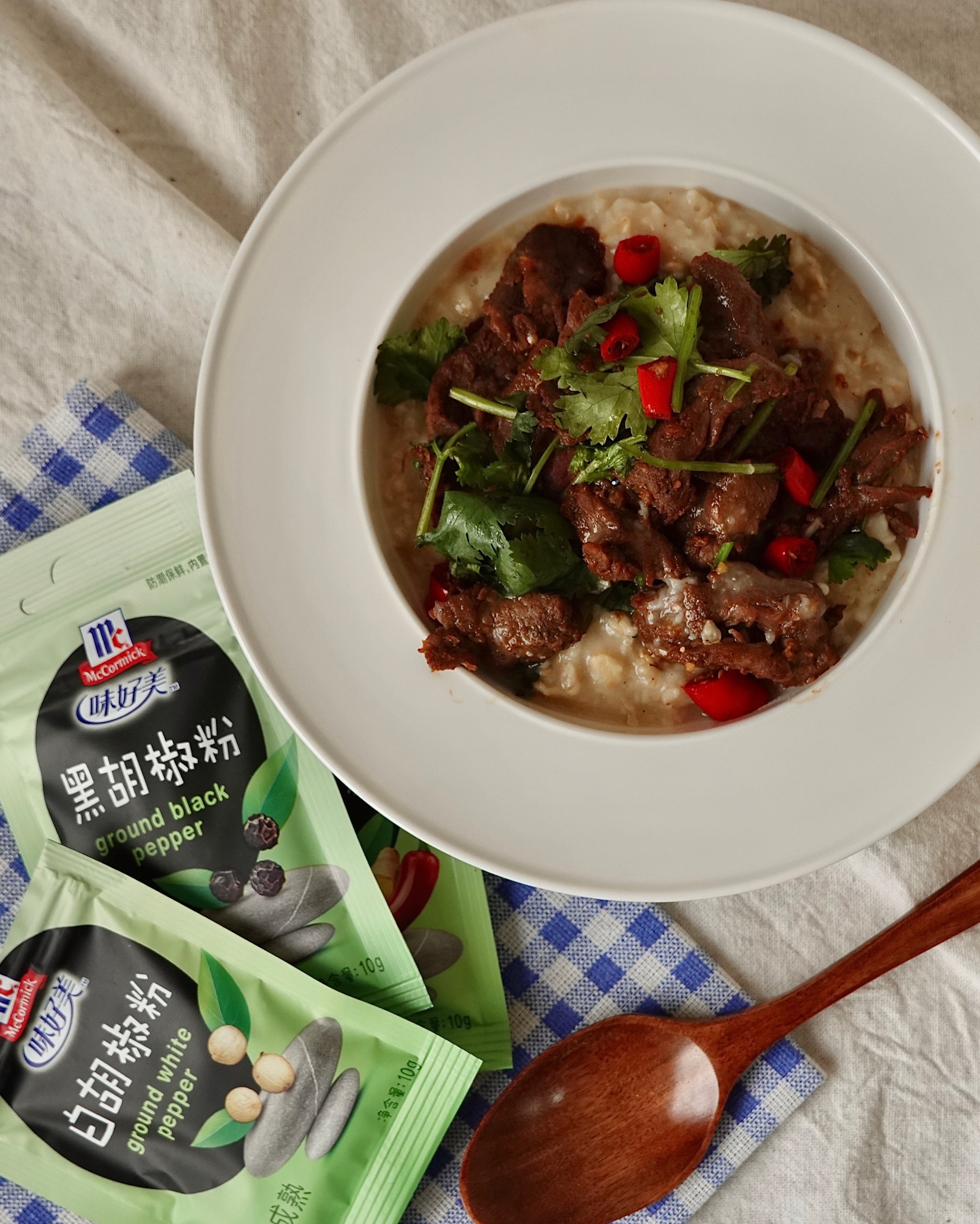 香菜牛肉燕麦粥🥣Savory Oatmeal w/ Beef & Cilantro的做法