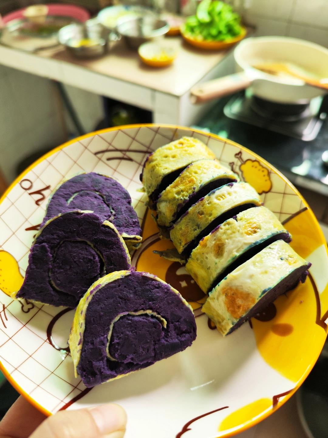 低卡低脂减肥餐！【奶香紫薯鸡蛋卷】