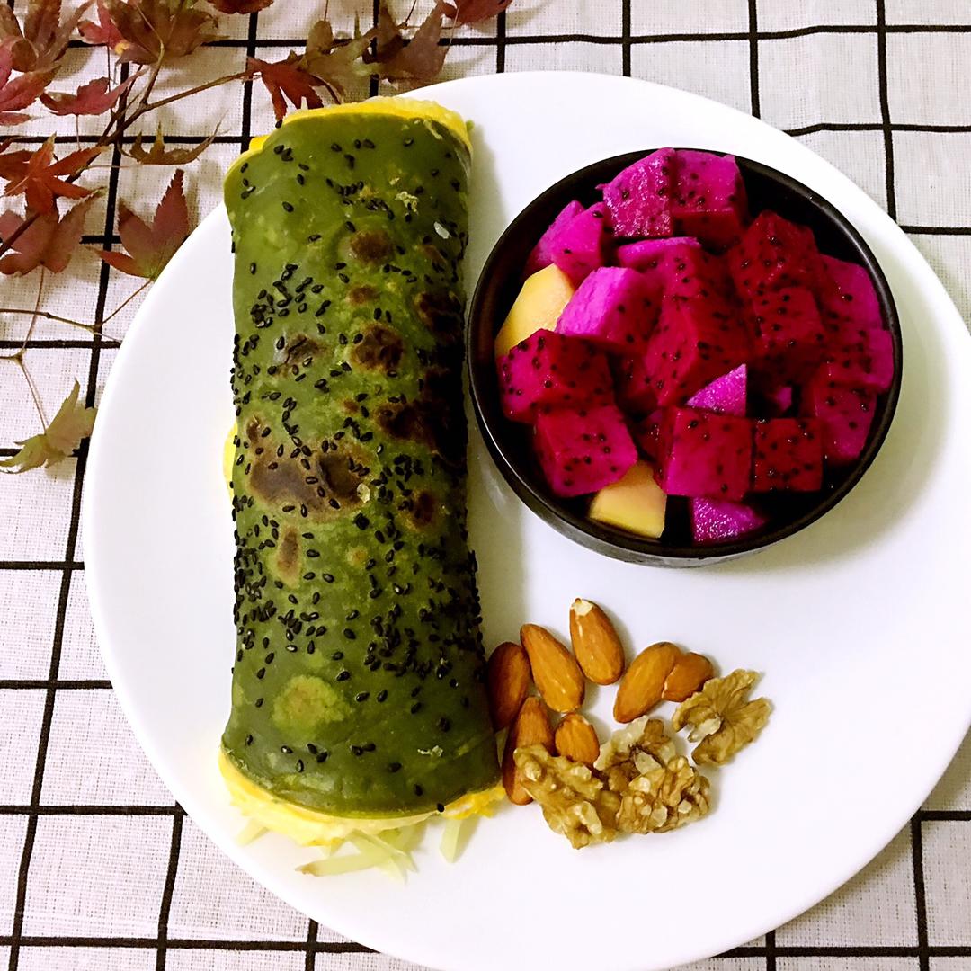 青汁煎饼卷土豆丝