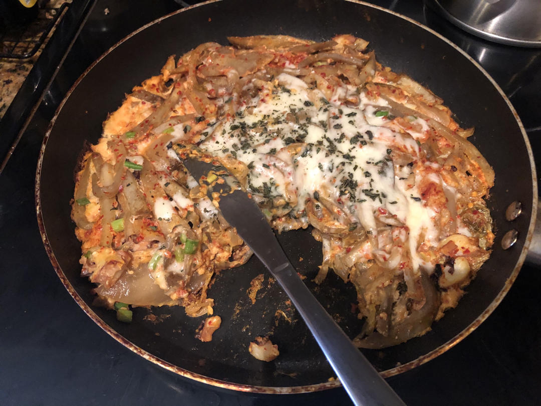 培根泡菜土豆丝煎饼