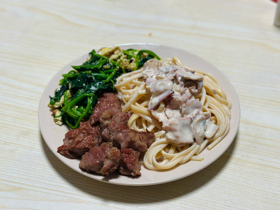 简单快手的奶油蘑菇培根意面