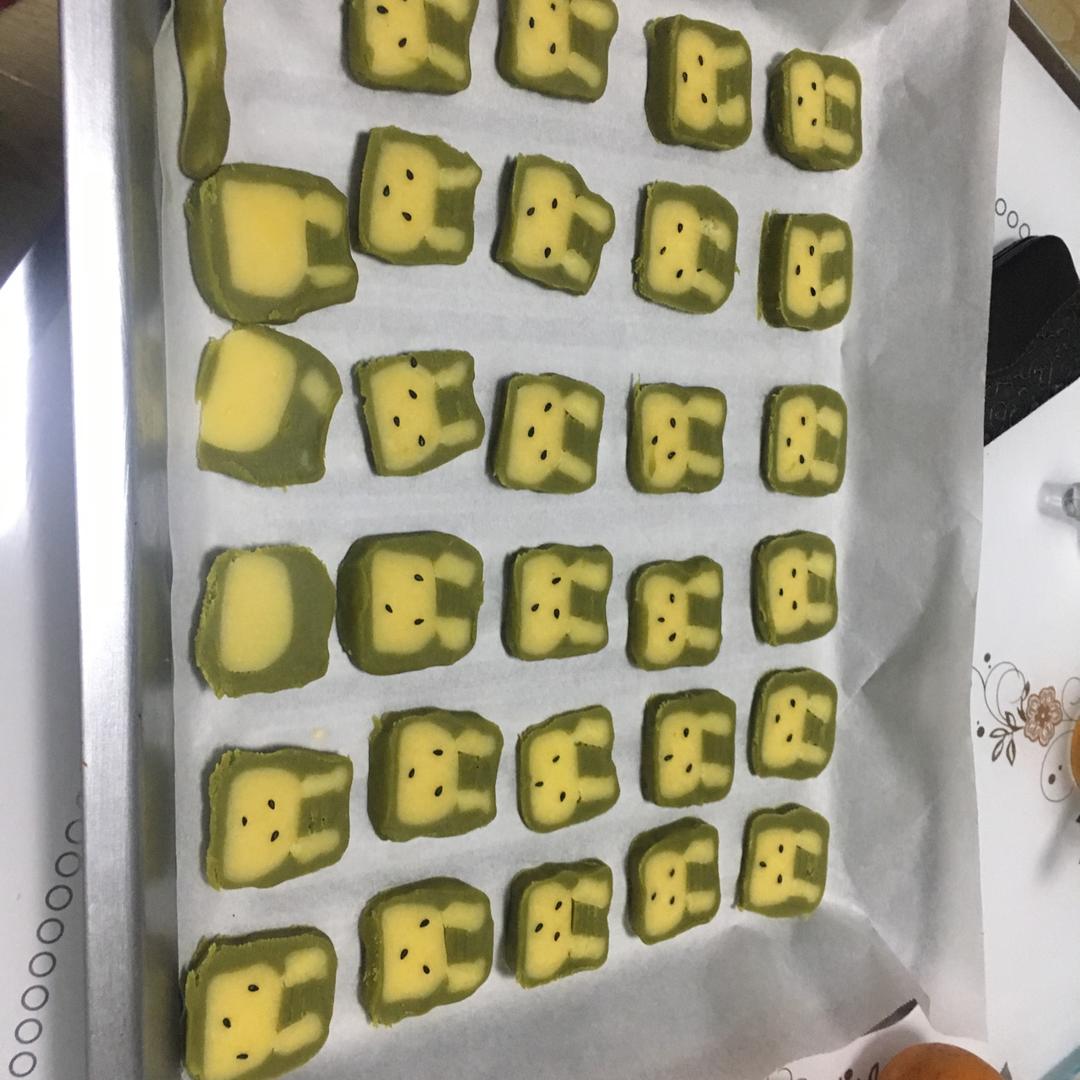 抹茶兔兔曲奇（比熊猫简单！超详细实物图+超良心手绘图）