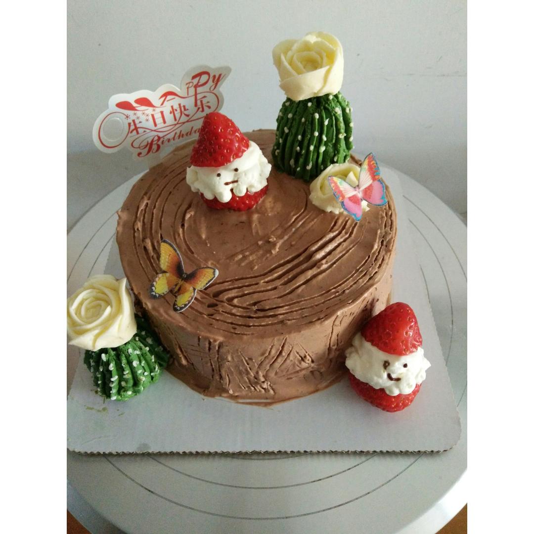【欢乐圣诞伪树桩】巧克力榛子树桩蛋糕