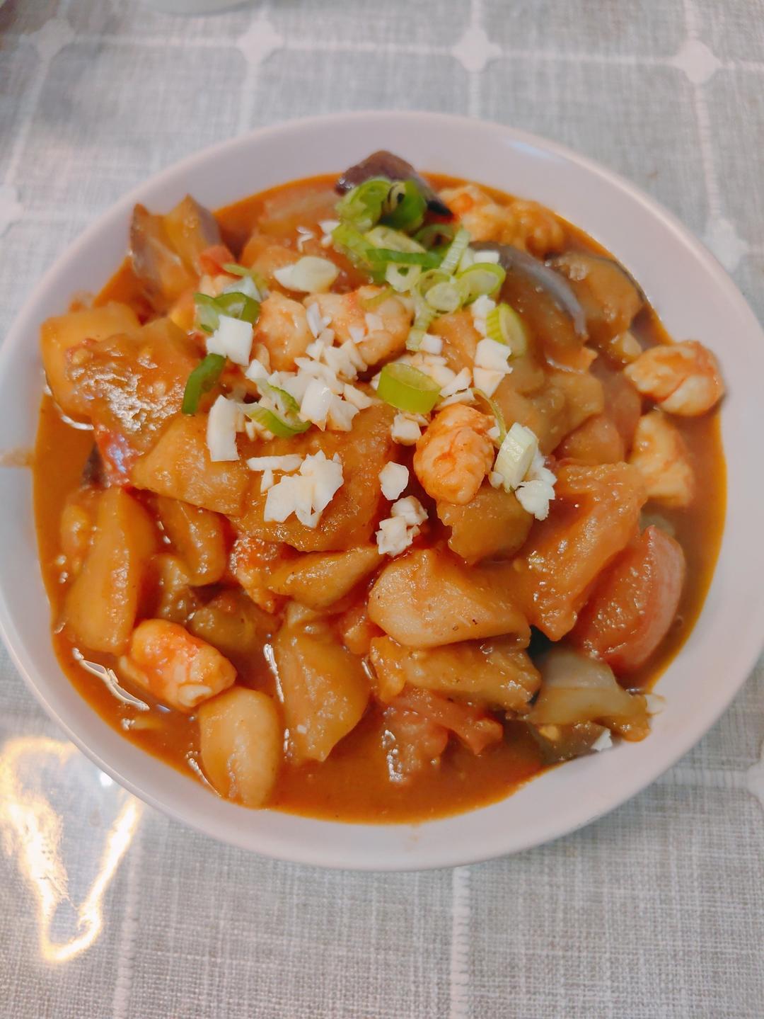 5分钟快手下饭菜#番茄炒茄子🍅番茄家族