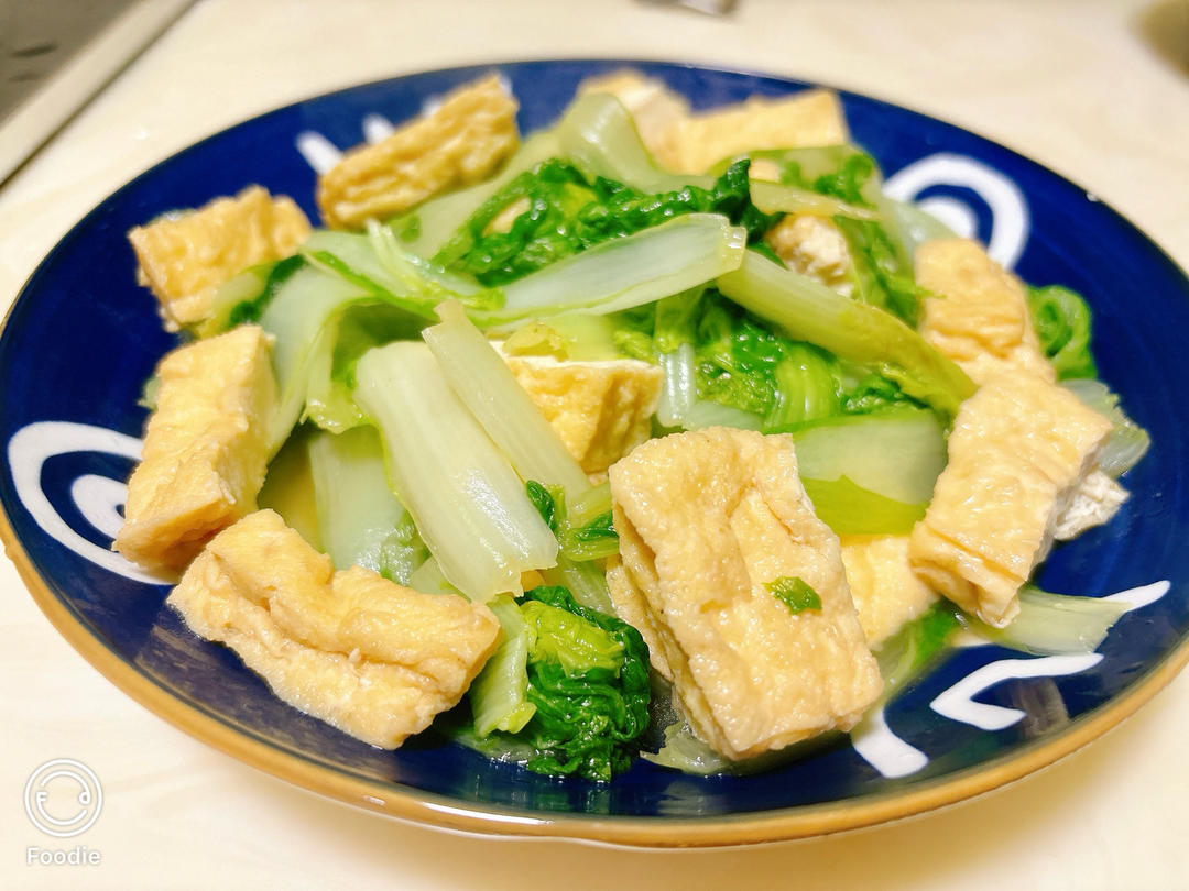 超级简单的青菜油豆腐清炒