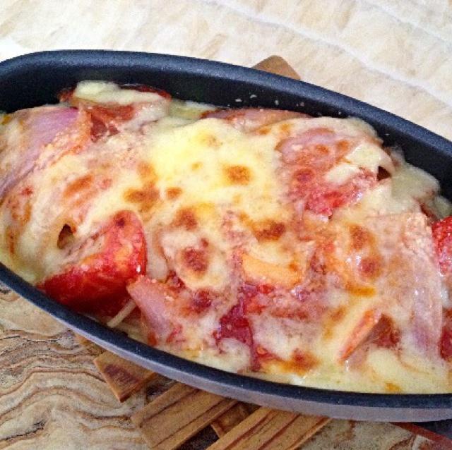 芝士番茄焗猪扒意粉的做法