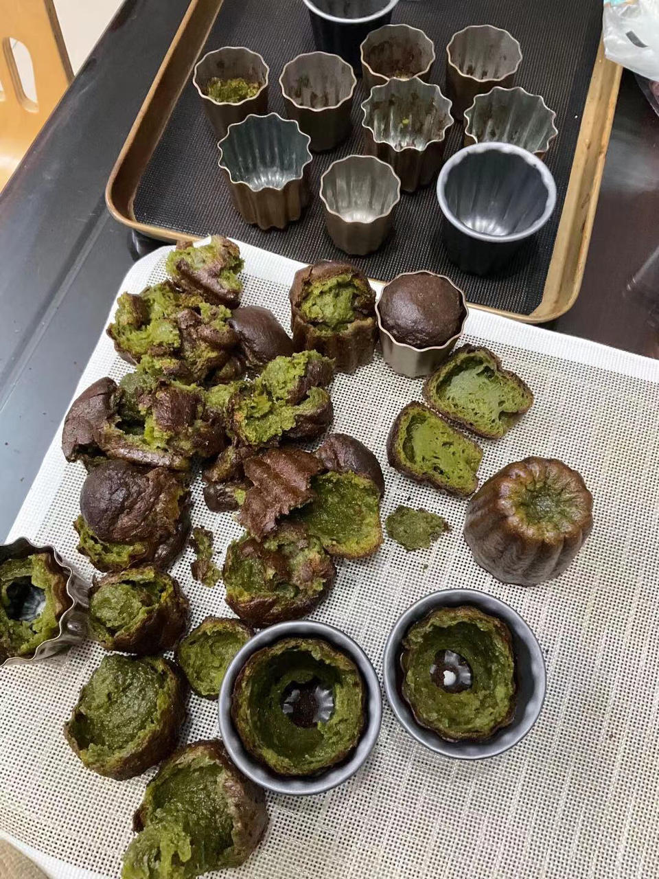 波尔多可露丽（鸳鸯奶茶与抹茶）—便宜钢模无需震面糊