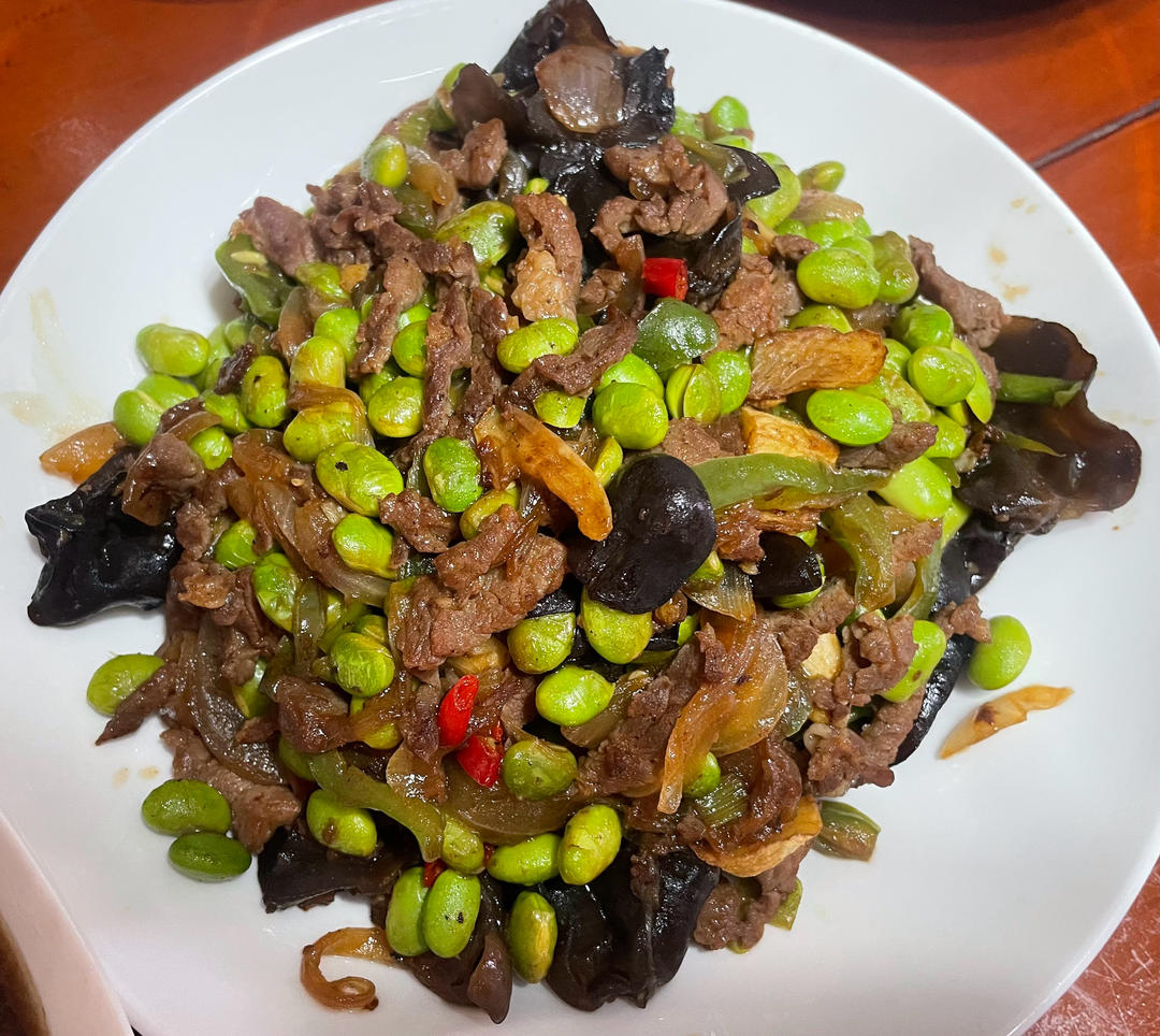 毛豆青椒肉丝