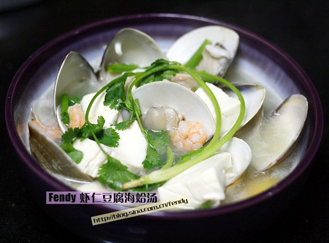 虾仁豆腐海蛤汤的做法
